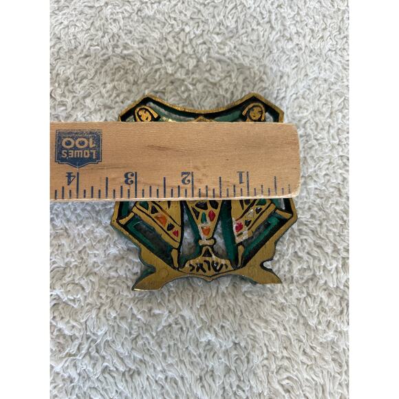 Vintage Enameled Brass Napkin Holder Egyptian Ladies with Pottery - Picture 8 of 9